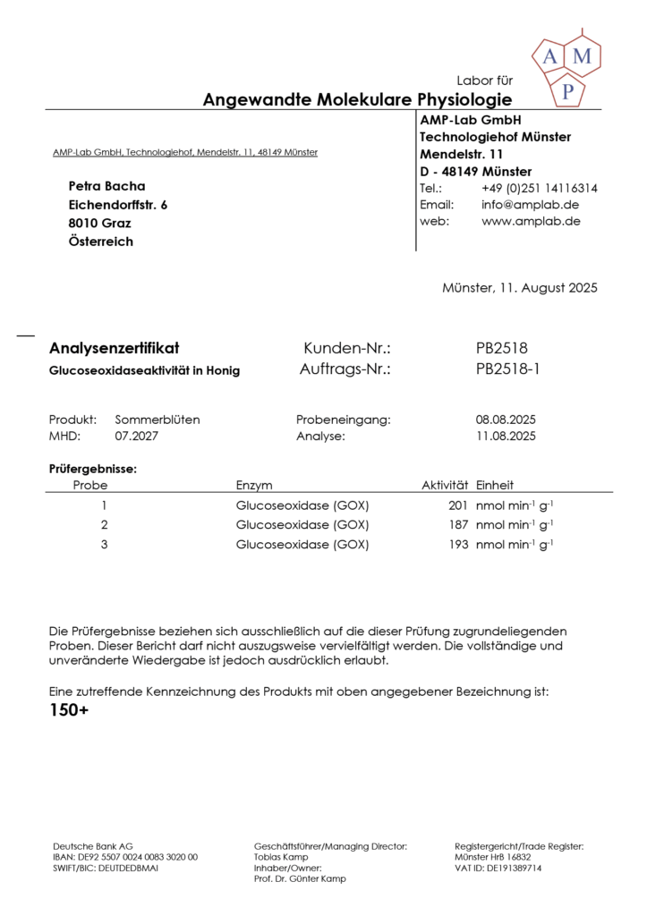 GOX-Analysezertifikat